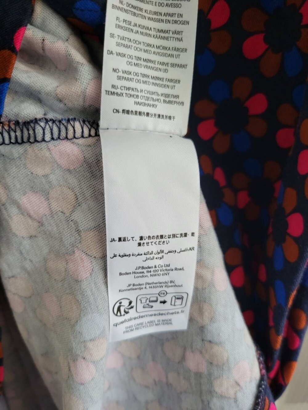 Boden Retro print Blue Pink Dress Fit and Flare Maxi Dress size 6 Long stretch - Picture 8 of 9